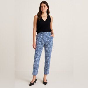 Luisa Cerano Blue White Print Pants Size 10 Women’s Trousers Modern Workwear
